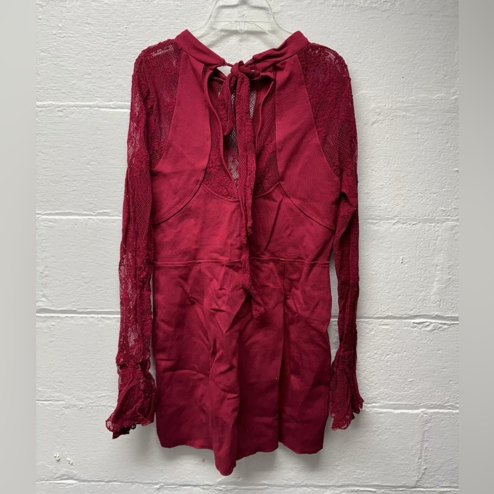 Free People It's Now or Never Wine Red Lace Bodycon Dress - Picture 5 of 7